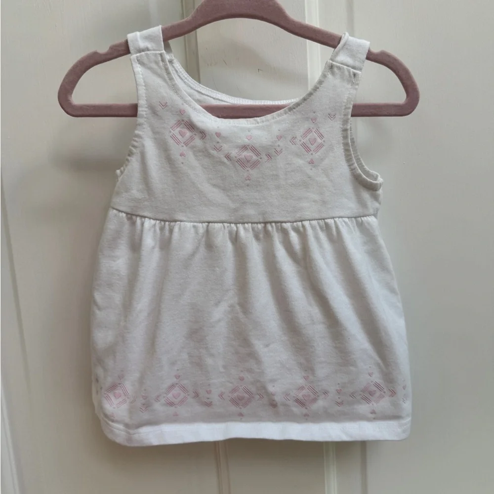 Jumping Beans 12M Girls White and Pink Geometric Patterned Tank Top Blouse