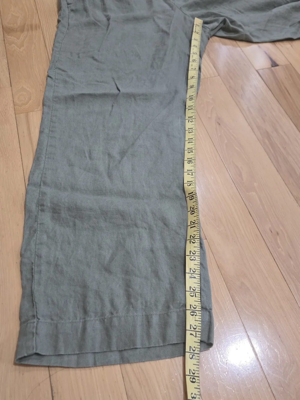 Talbots Sage Green 100% Linen Wide Leg Pants Petite Large