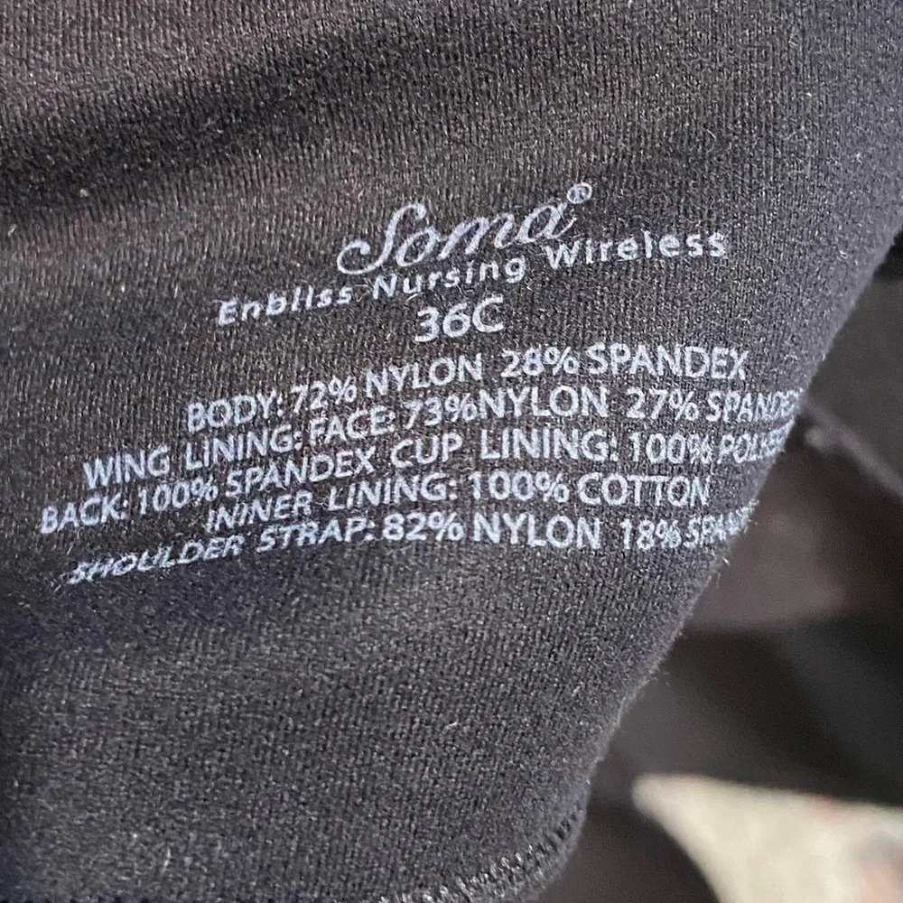 EUC SOMA ENBLISS Nursing Wireless Bra Black