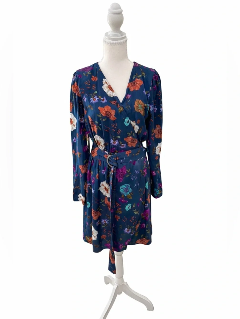 Essentiel Antwerp Floral Wrap Dress Belted Blue Multicolor Size 38