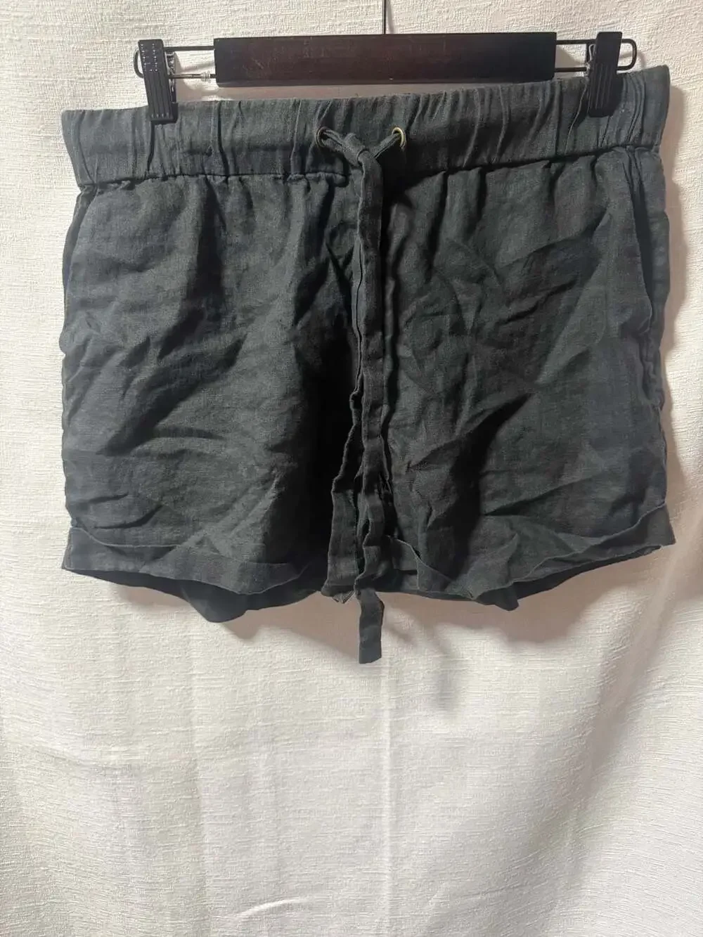 J.Crew Women's 100% Linen Drawstring Elastic Waist Shorts, Black, Size 6