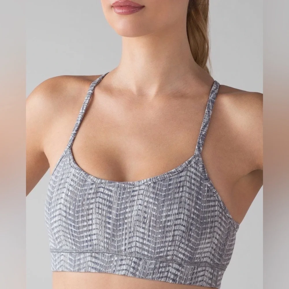 Lululemon Flow Y Bra IV *Luon in Arrow Jacquard Battleship Silver - Size 12
