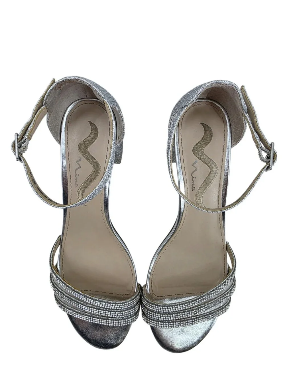 Nina Metallic Silver Dream Block Heels Women's Size 8 Homecoming Dance