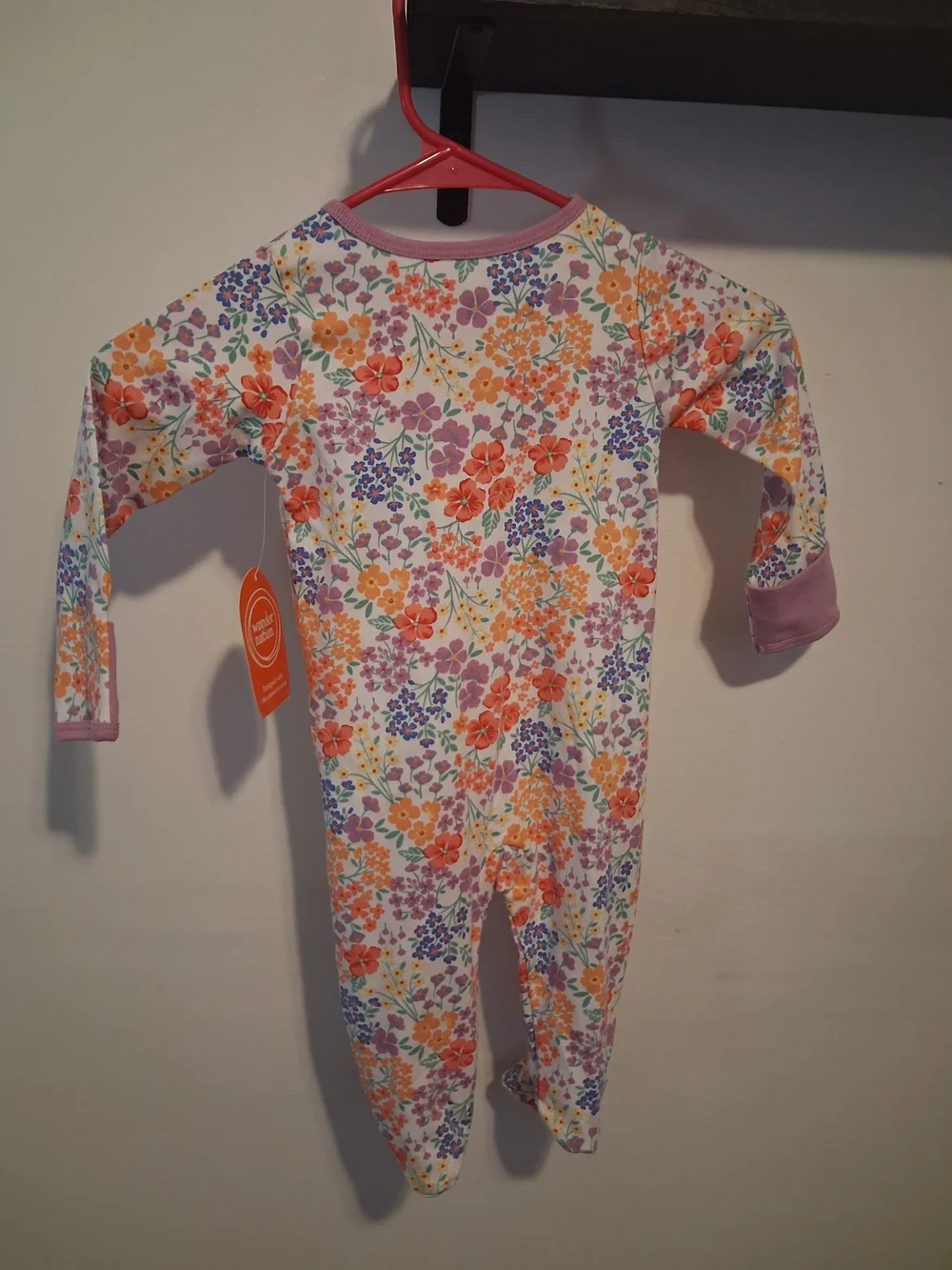 wonder nation Floral Zip-Front Footed Pajamas - Pink, Orange, Purple