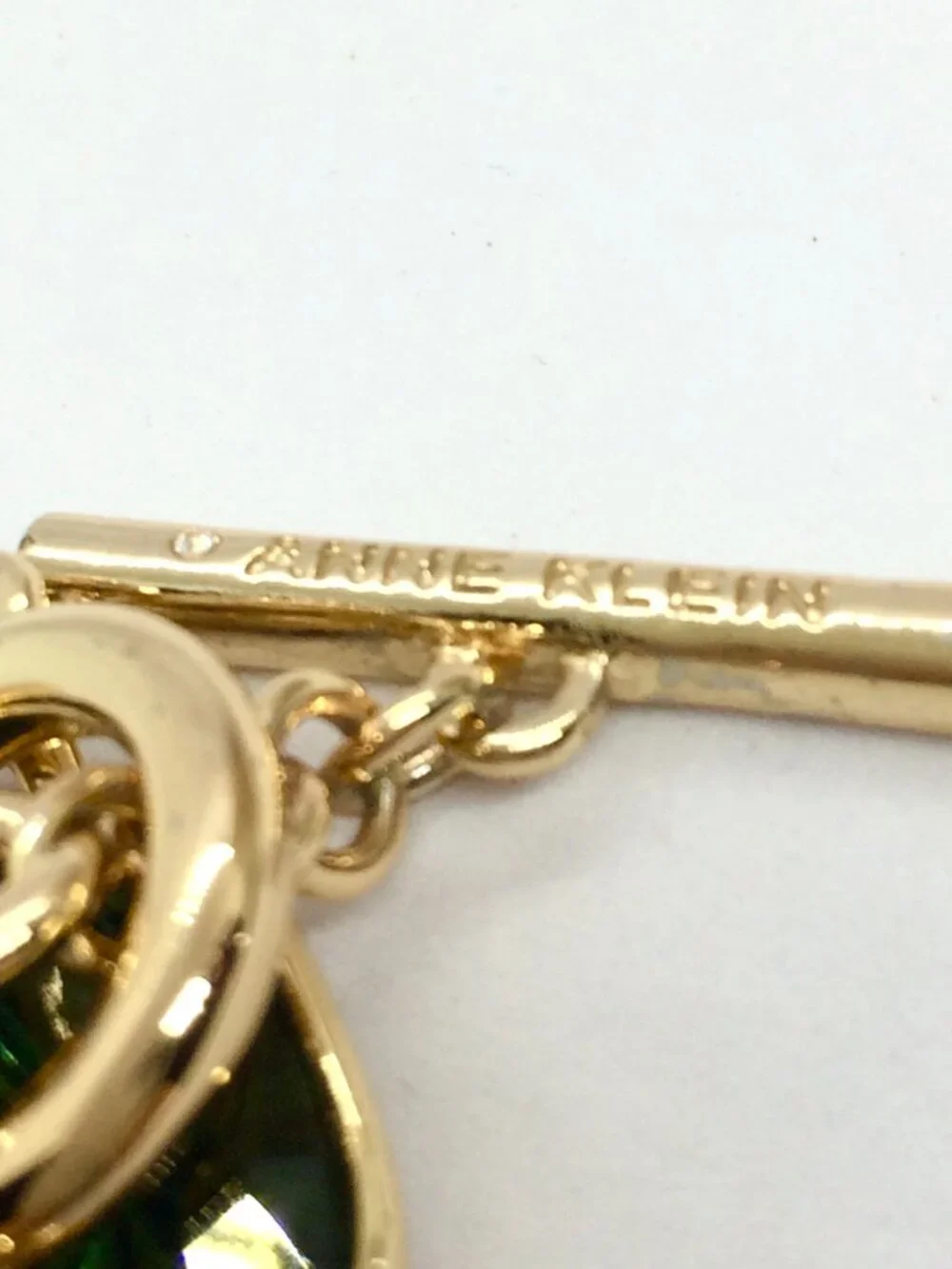 VINTAGE ANNE KLEIN Bracelet Green Brown Opaline Toggle Gold Tone