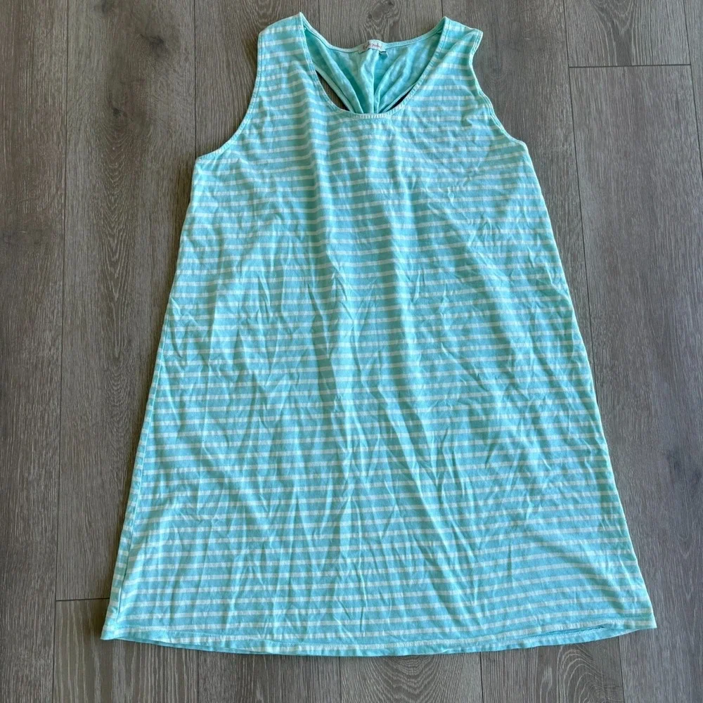 Fresh Produce Womens Blue Racerback Sleeveless Cotton Striped Tank Dress Sz 2XL