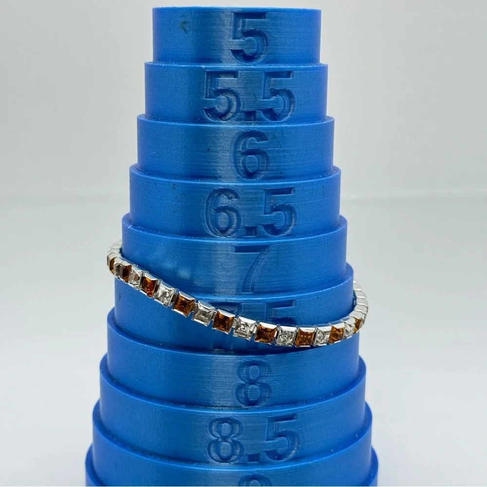 Swarovski Crystal Tennis Bracelet Silver Clear Amber Princess Cut Stackable