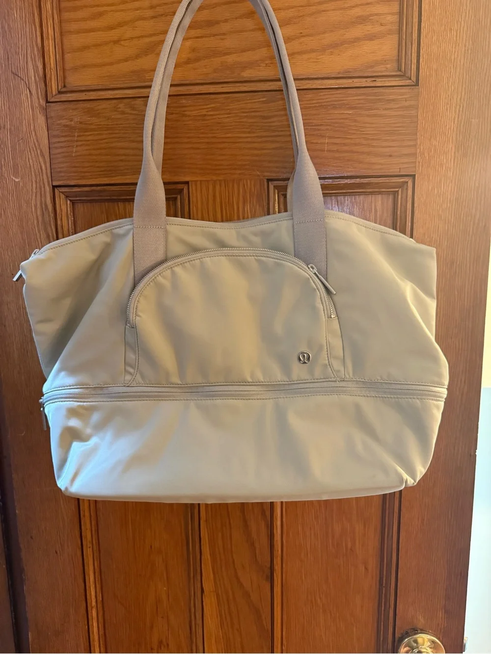 lululemon athletica Light Beige Canvas Tote with Front Pocket