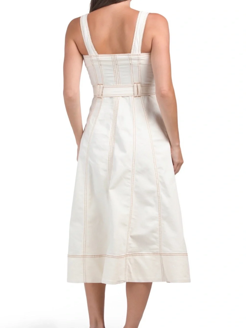 House of Harlow 1960 Cream Button-Front Midi Dress with Belt