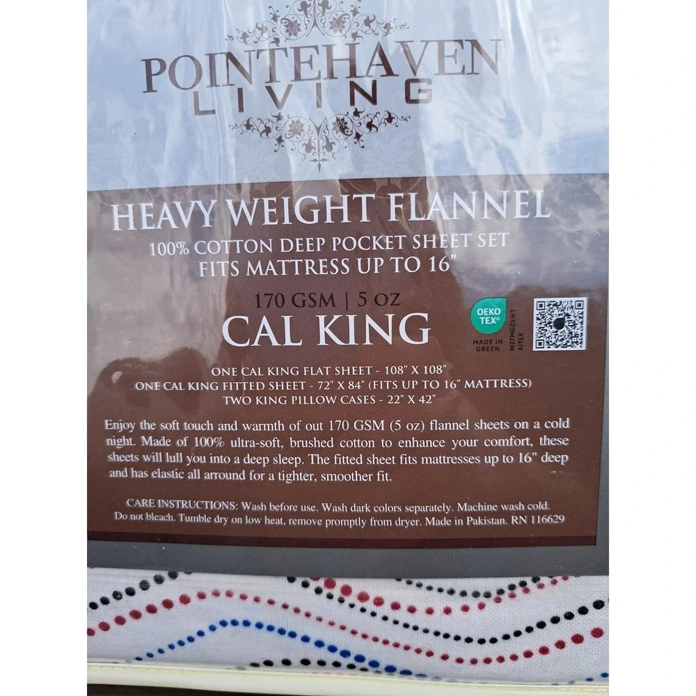 Pointehaven Living Heavy Weight Flannel Cotton Deep Pockets Sheet Set Cal King