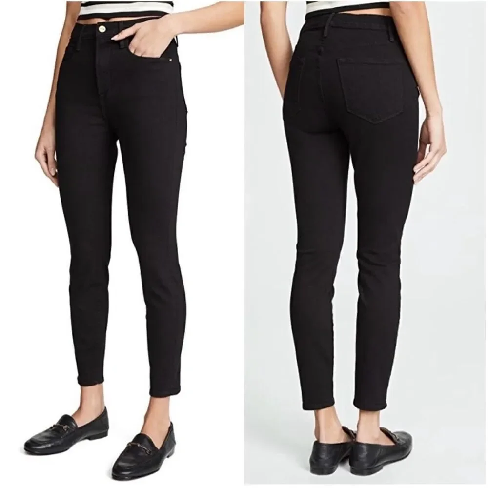 FRAME Ali High Rise Cigarette Black Stretch Jeans Classic 5 Pocket Size 29