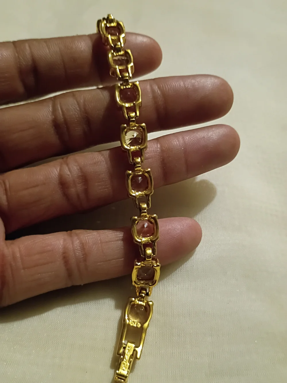 Swarovski Gold-Tone Tennis Bracelet with Champagne Stones - Women Jewelry