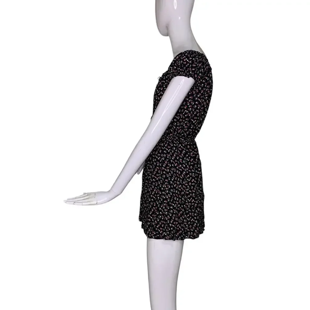Forever 21 Mini Dress Short Sleeve Black Multicolor Floral Print Size S