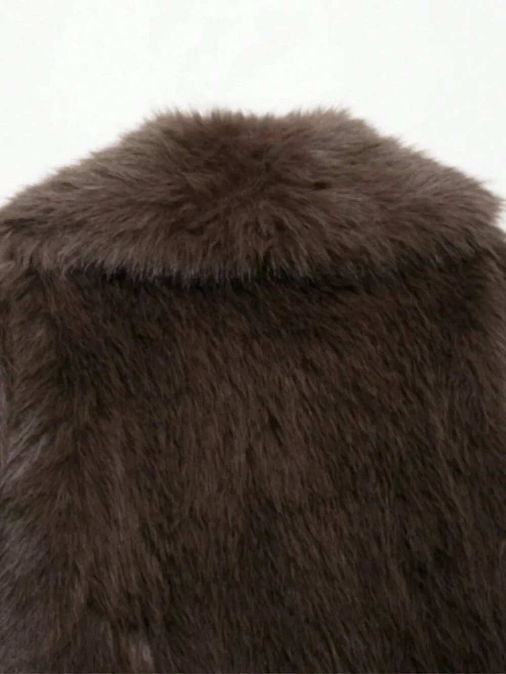 Brown Casual Women's Faux Fur Collar Short Jacket