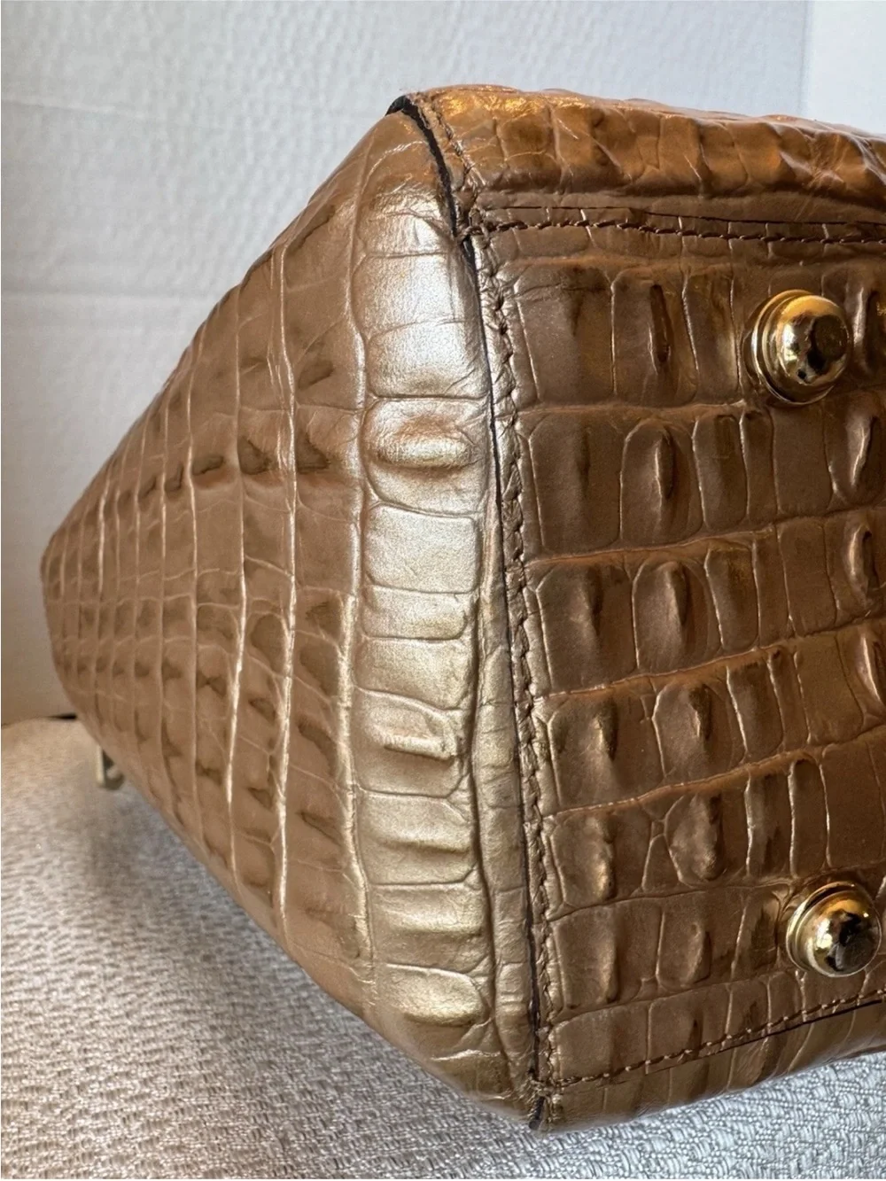 Brahmin Rose Gold Strada Croc-Embossed Metallic Bronze Tote with Wallet