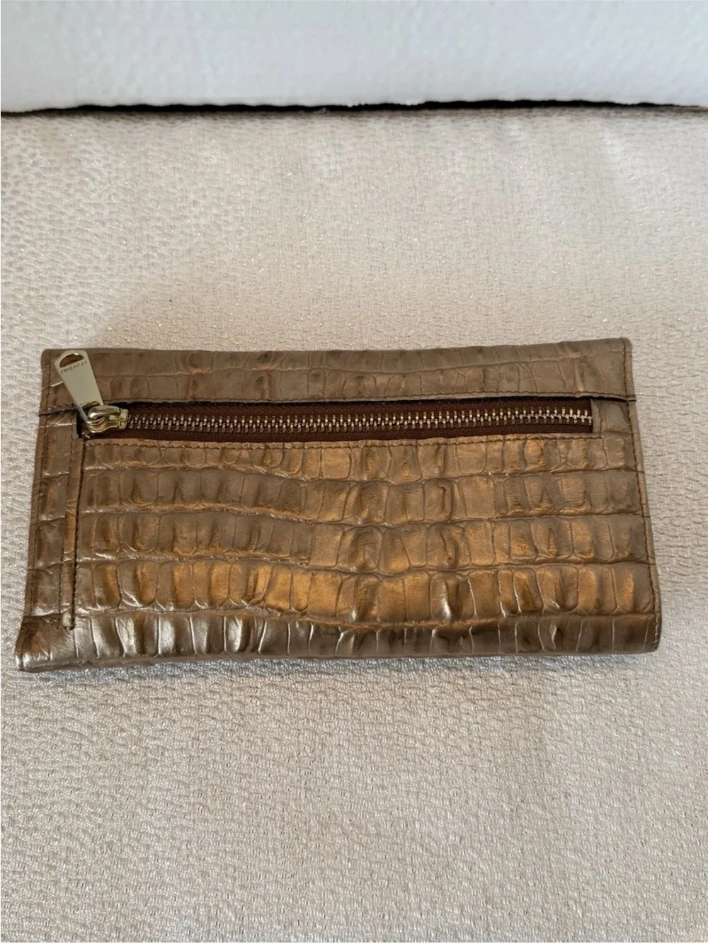 Brahmin Rose Gold Strada Croc-Embossed Metallic Bronze Tote with Wallet