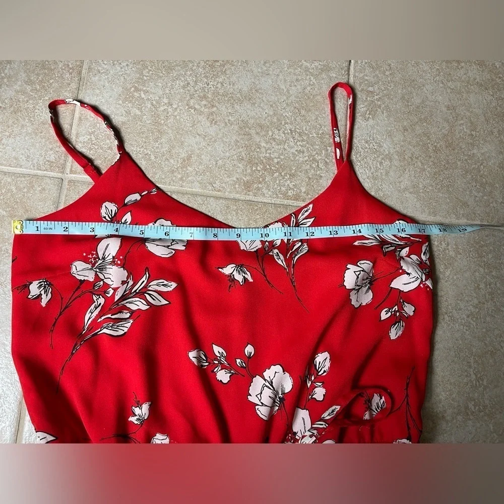 Skies Are Blue Red Floral Danica Jumpsuit, Size Medium