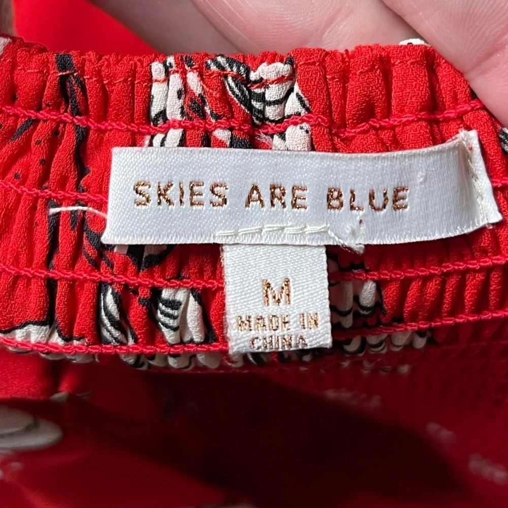 Skies Are Blue Red Floral Danica Jumpsuit, Size Medium