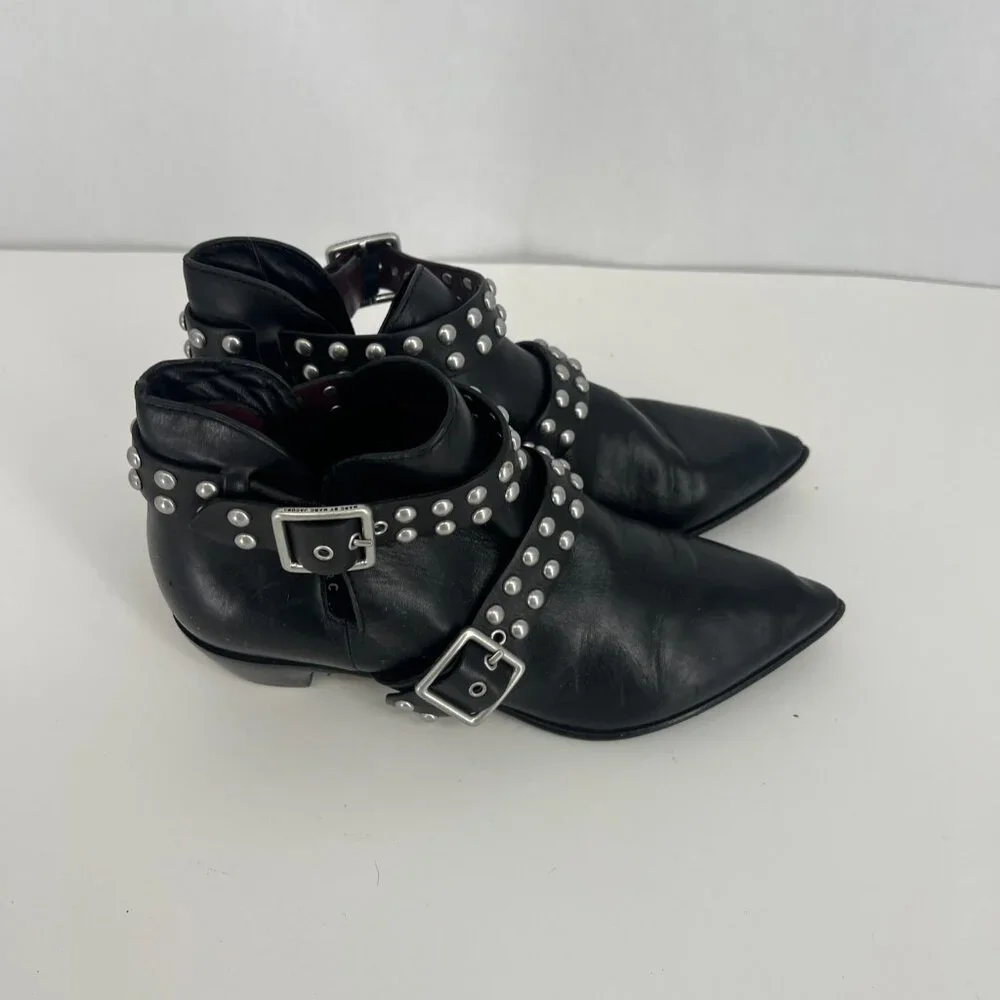 MARC BY MARC JACOBS CARROLL BLACK LEATHER STUDDED ANKLE BOOTIES EUR 39 US 9