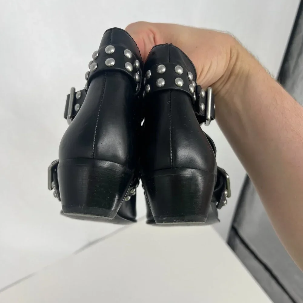 MARC BY MARC JACOBS CARROLL BLACK LEATHER STUDDED ANKLE BOOTIES EUR 39 US 9