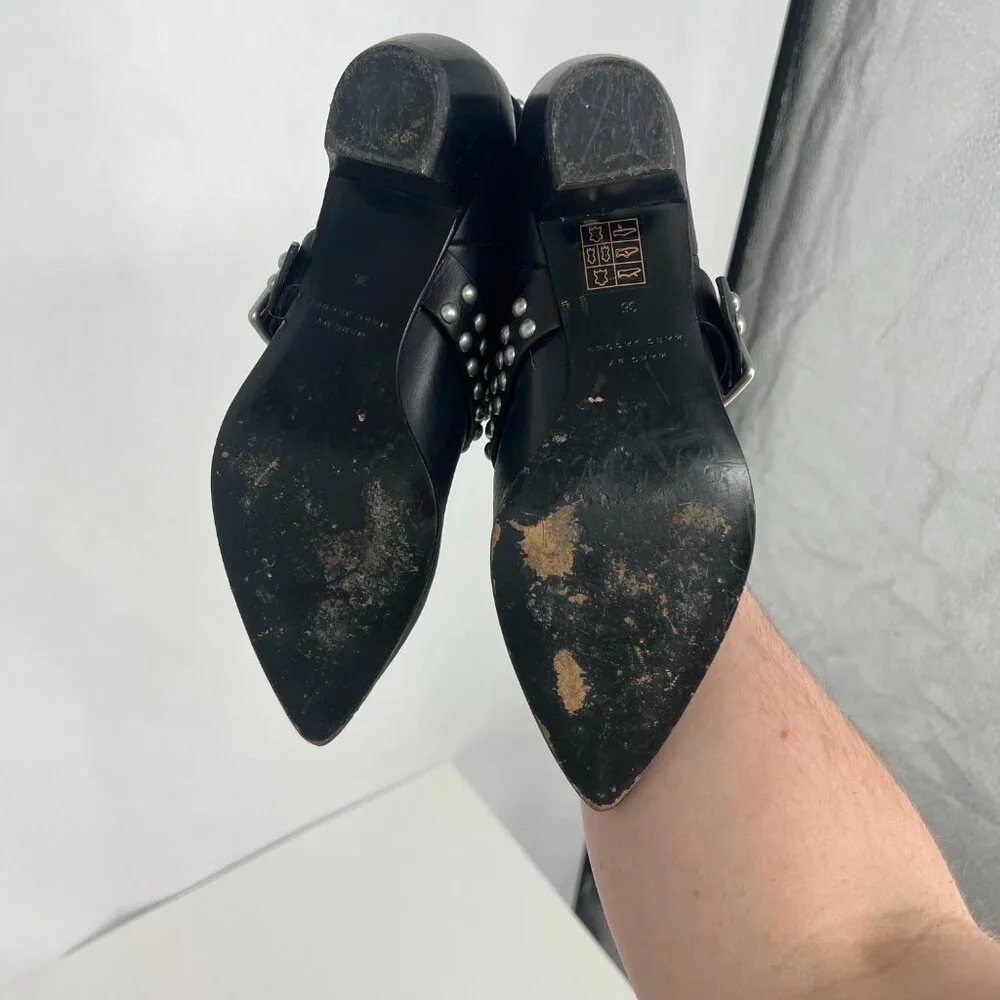 MARC BY MARC JACOBS CARROLL BLACK LEATHER STUDDED ANKLE BOOTIES EUR 39 US 9