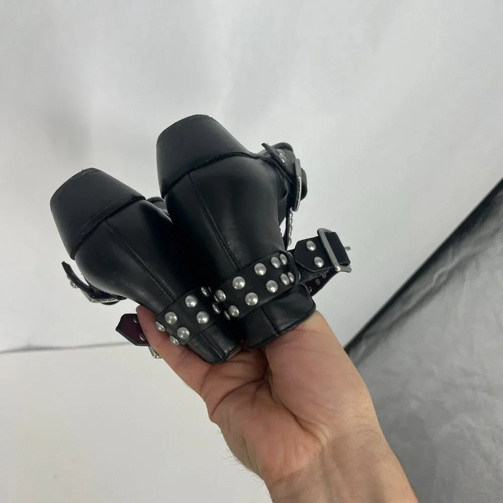 MARC BY MARC JACOBS CARROLL BLACK LEATHER STUDDED ANKLE BOOTIES EUR 39 US 9