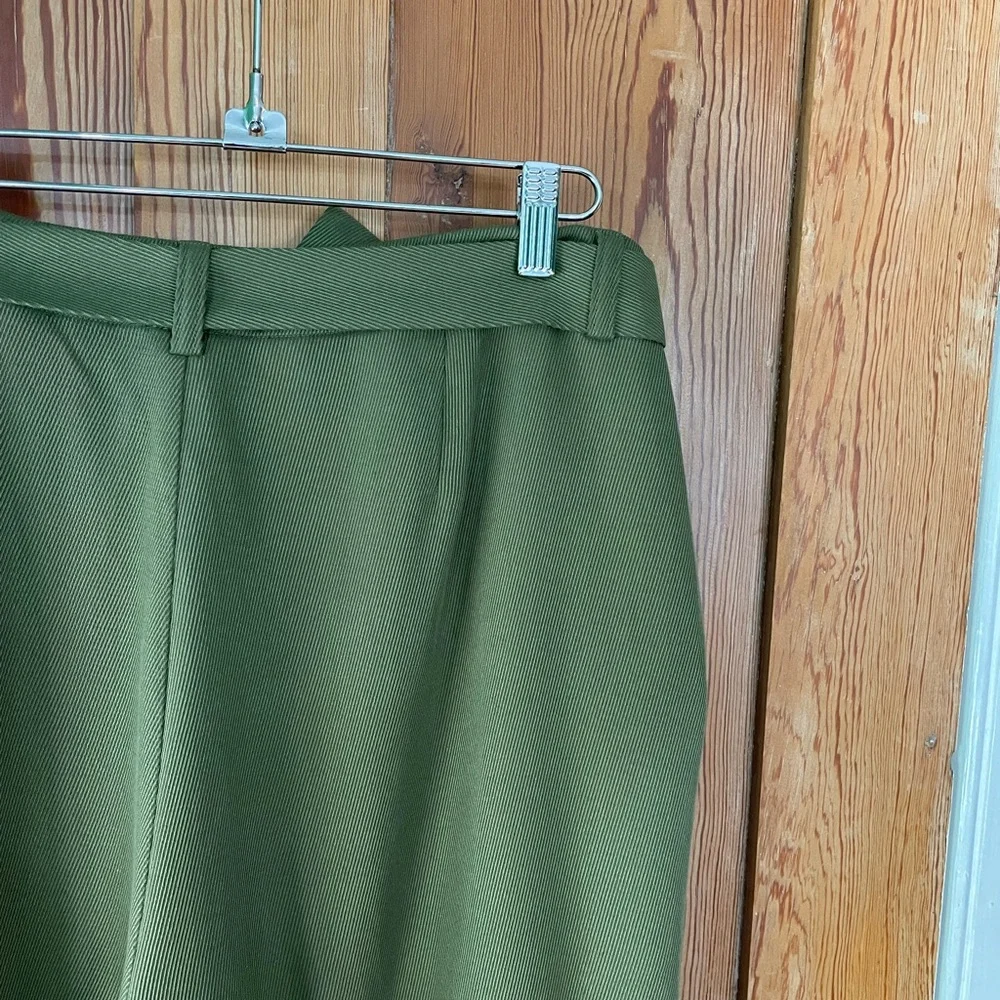Eileen Fisher Heavy Tencel Twill Tie Waist Wide Leg Olive Pants - Sz 12💛🎀
