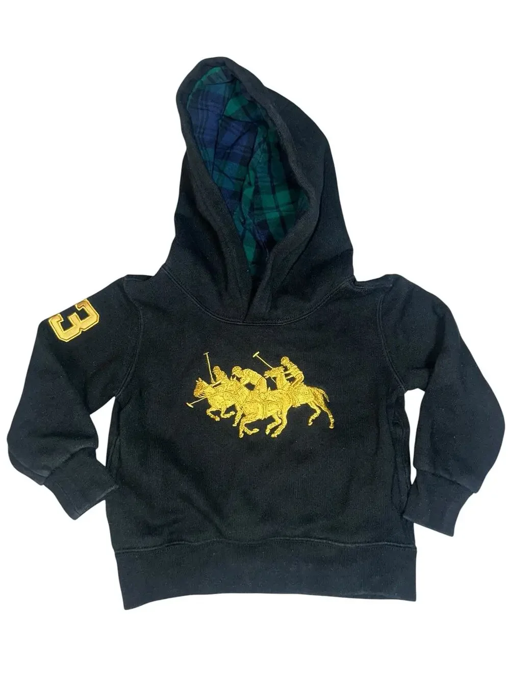 Polo Ralph Lauren Embroidered Triple Pony black hoodie sweatshirt toddler 2/2T