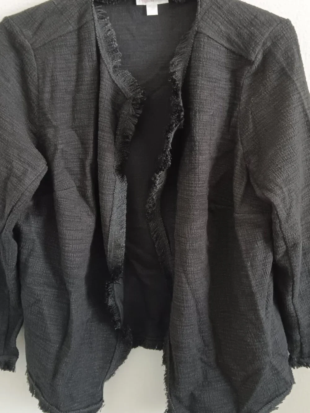 Belle by Kim Gravel Fringe Benefit Tweed Jacket, Black Sz 2X a698181