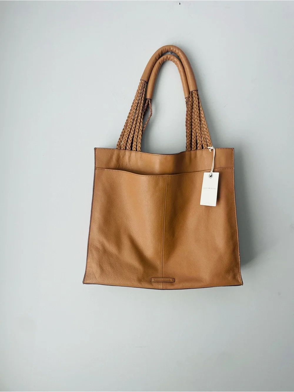 Lucky Brand Mina Leather Tote Bag with Braided Handles