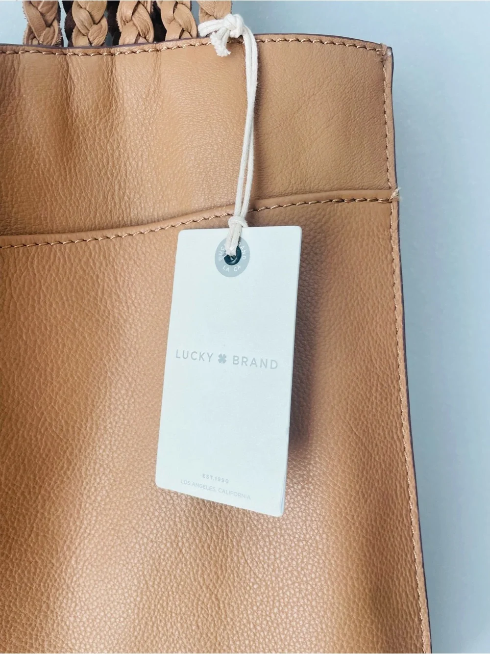 Lucky Brand Mina Leather Tote Bag with Braided Handles