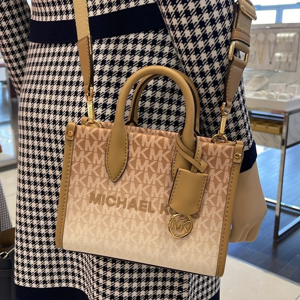 Michael Kors Mirella Extra-Small Ombré Logo Crossbody XBODY Shopper  Camel  NWT