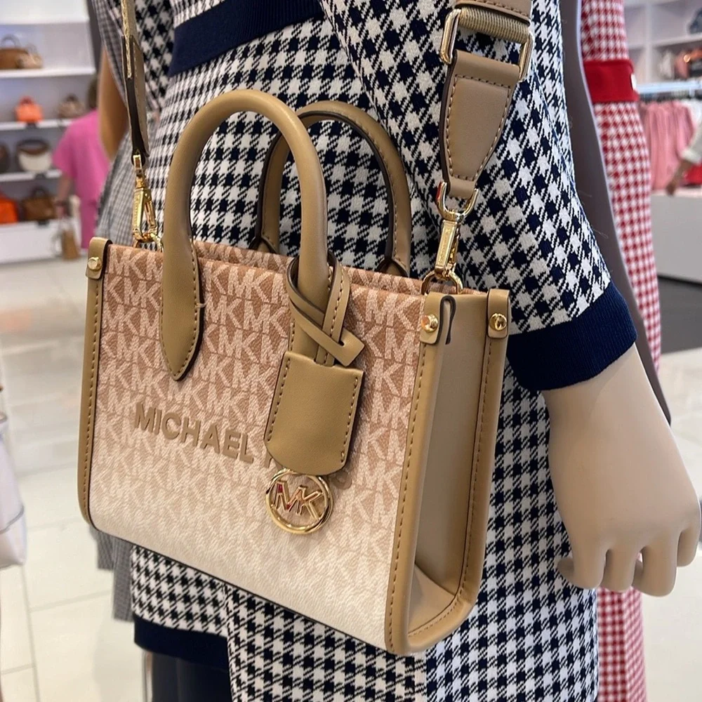 Michael Kors Mirella Extra-Small Ombré Logo Crossbody XBODY Shopper  Camel  NWT