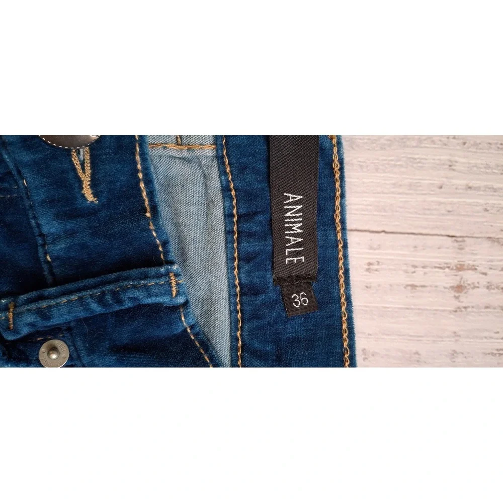 Animale Women's Blue Velvet Slim Fit Pants Made in Brazil *See Measurements