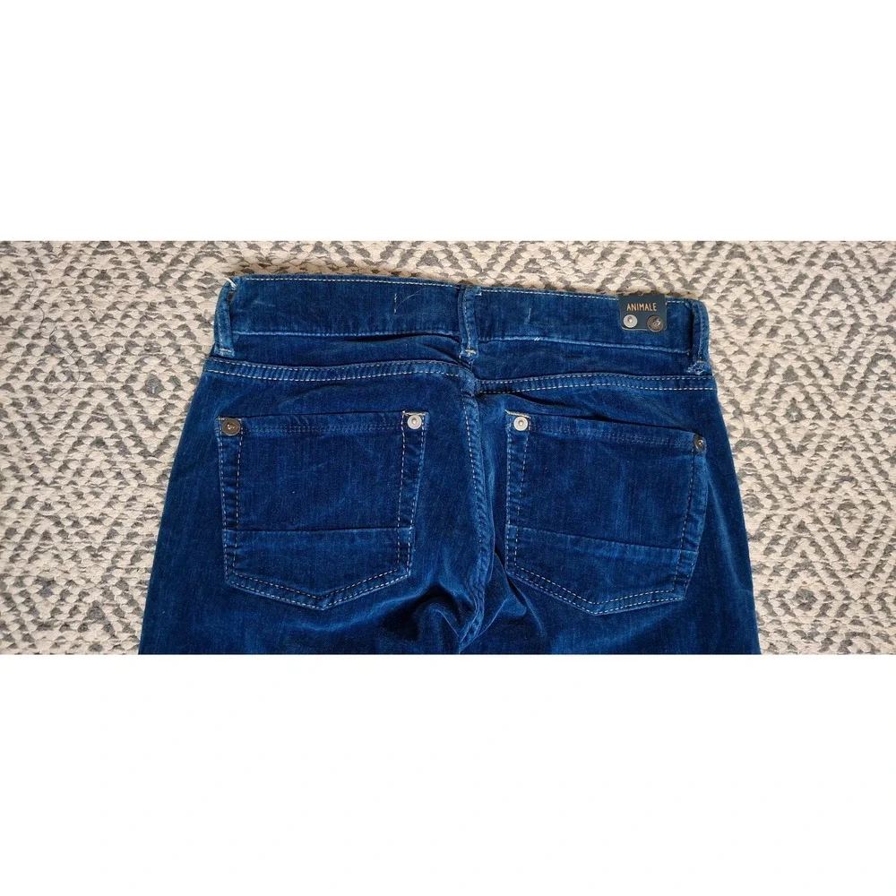 Animale Women's Blue Velvet Slim Fit Pants Made in Brazil *See Measurements