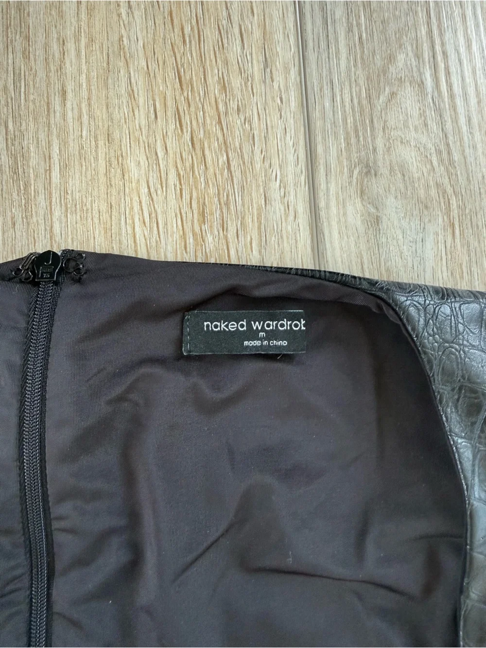 naked wardrobe Black Faux-Leather Cargo Jogger Pants & bodysuit