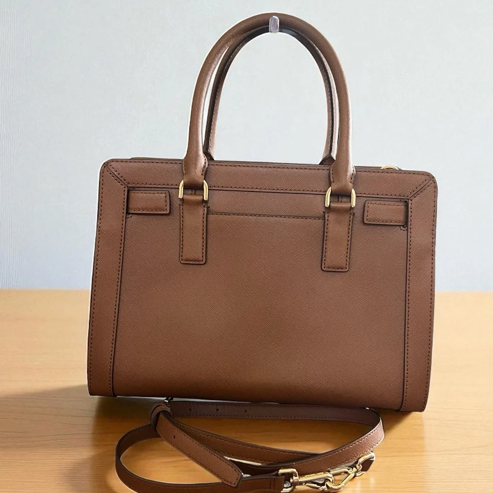 Michael Kors Dillon Saffiano Dark Khaki Leather Satchel
