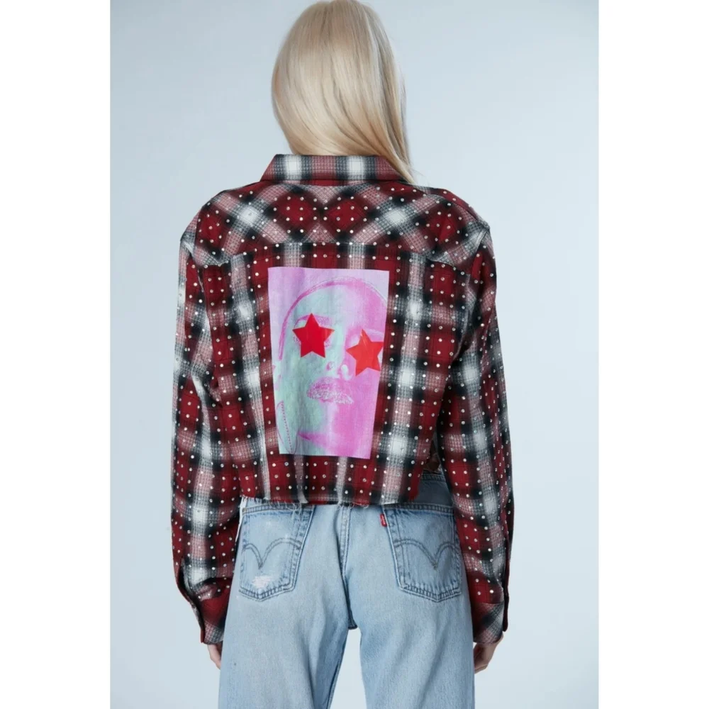 NWT Frankie B Rhinestone Jacket Plaid Flannel LA Streetwear RODEO FESTIVAL Rare