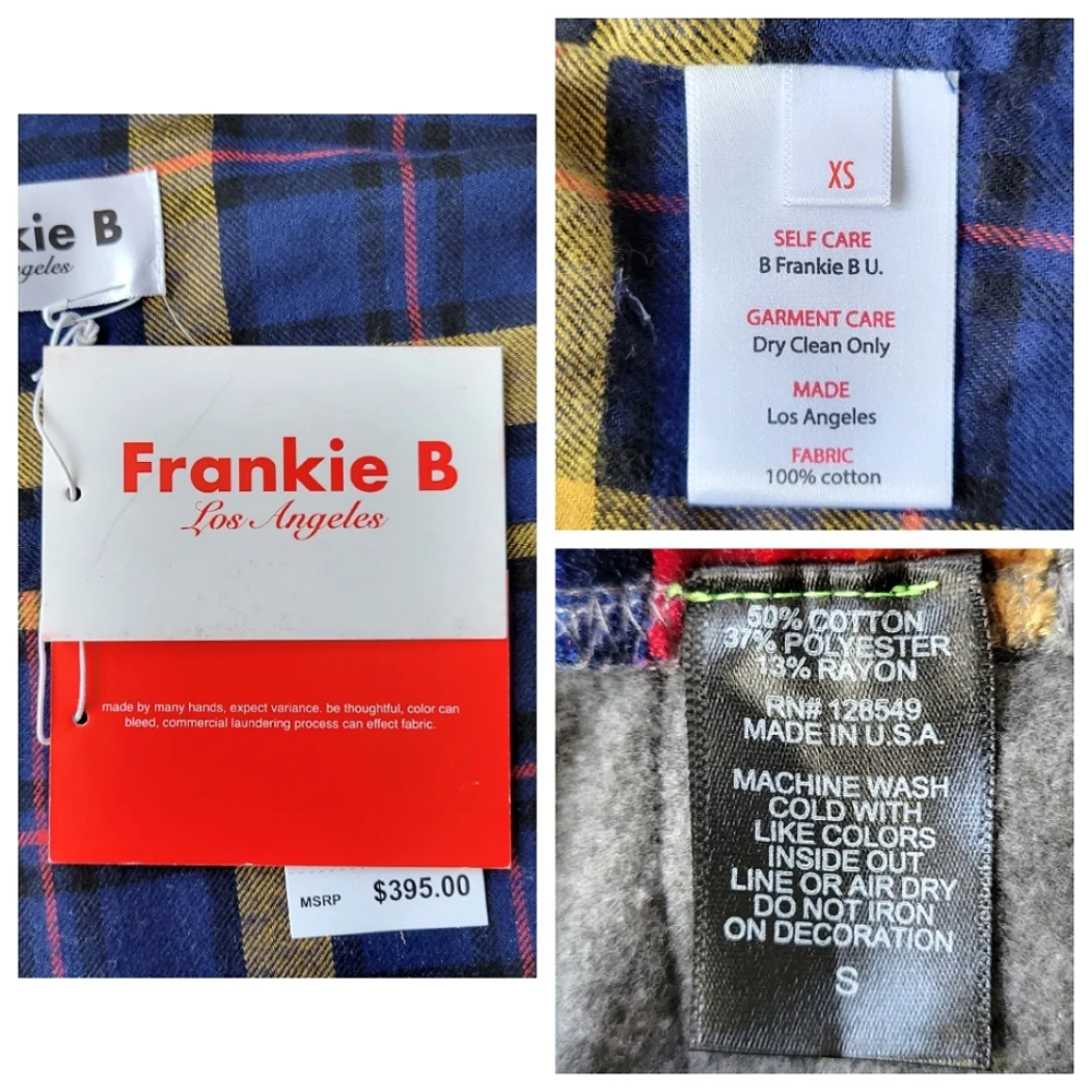 NWT Frankie B Rhinestone Jacket Plaid Flannel LA Streetwear RODEO FESTIVAL Rare