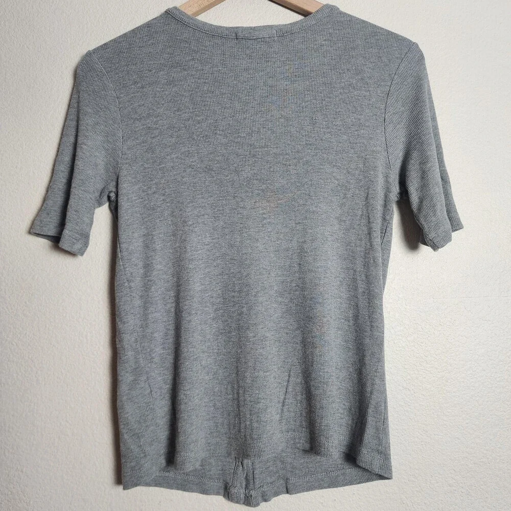 Marine Layer top Womens Small Gray V Neck Lexi Button Modal Spandex Knit