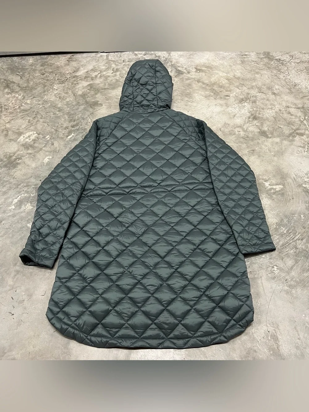 Athleta Whisper Featherless Long Insulated Hooded Puffer Parka Quilted Sz S Gray