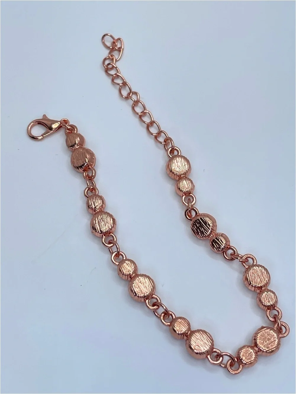 Copper Tone Crystal Tennis Bracelet Champagne Rhinestone Link