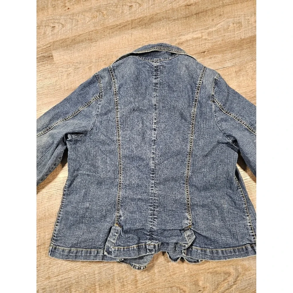 Mwah Jeans Womens Medium Wash Denim Blazer Jacket Blue Size 18/20 Stretch Button