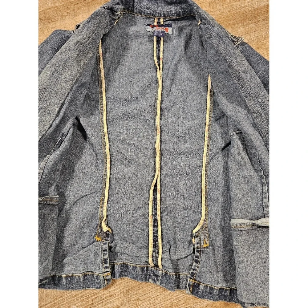 Mwah Jeans Womens Medium Wash Denim Blazer Jacket Blue Size 18/20 Stretch Button