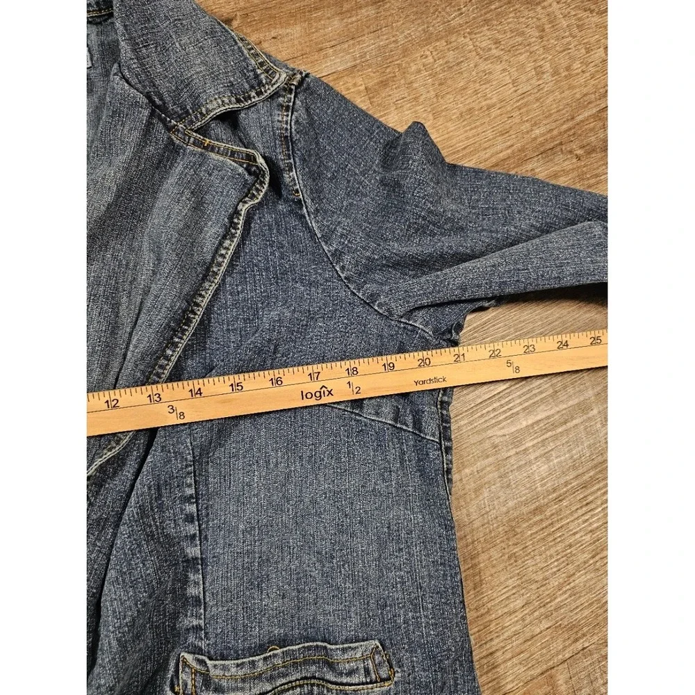 Mwah Jeans Womens Medium Wash Denim Blazer Jacket Blue Size 18/20 Stretch Button