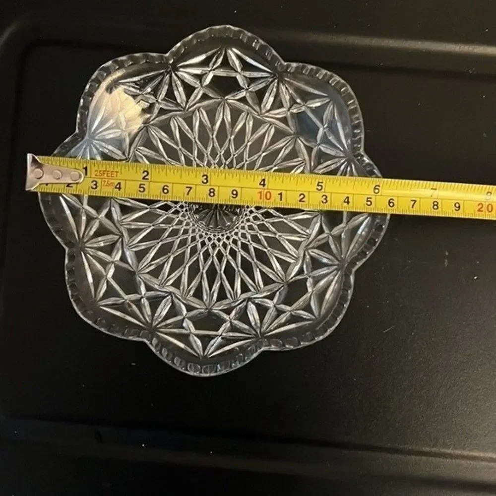 Avon Vintage Glass Soap Dish Candy Plate Diamond Cut Stars