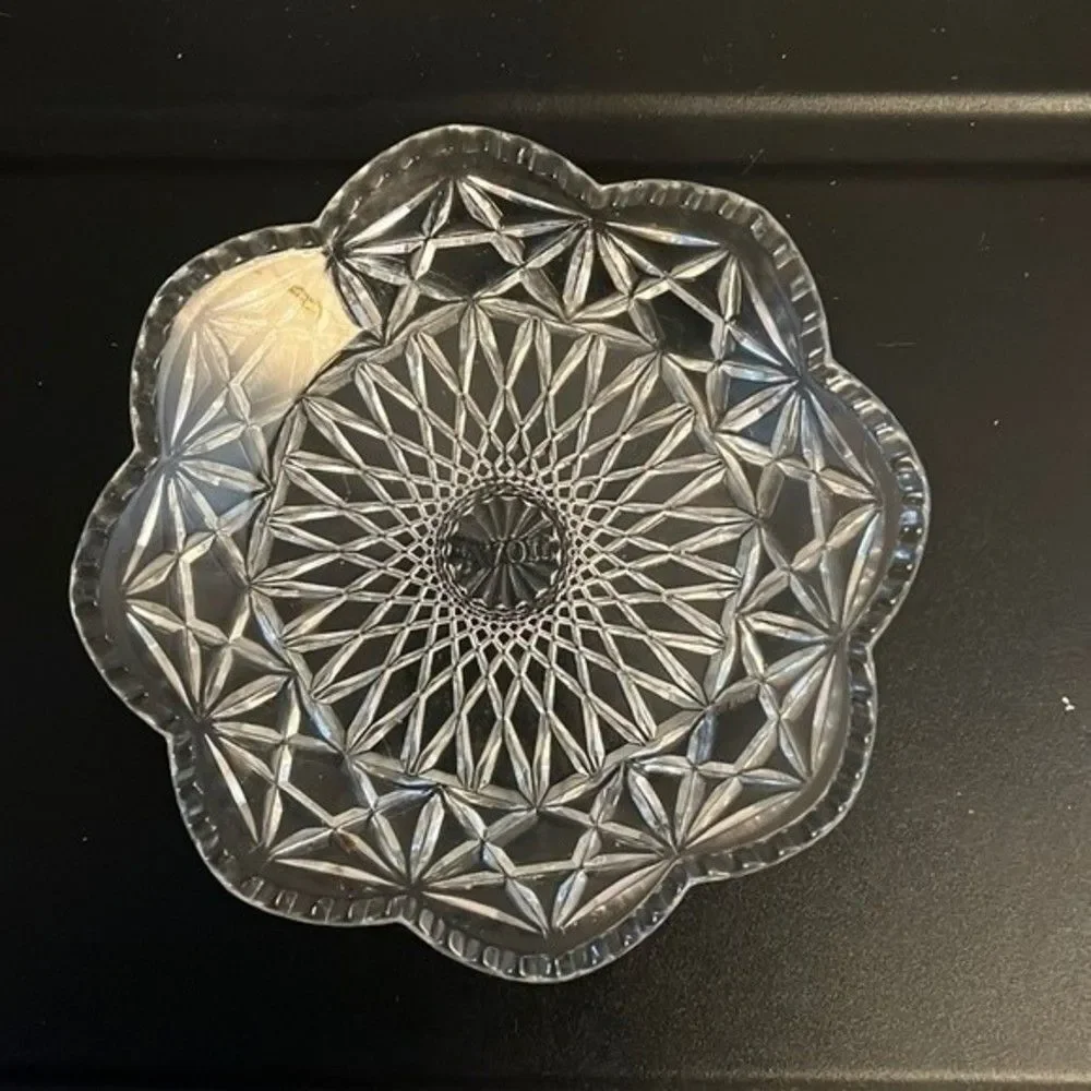 Avon Vintage Glass Soap Dish Candy Plate Diamond Cut Stars