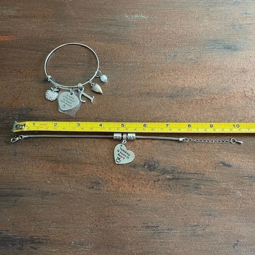 Teacher Gift Charm Bracelets Lot of 02