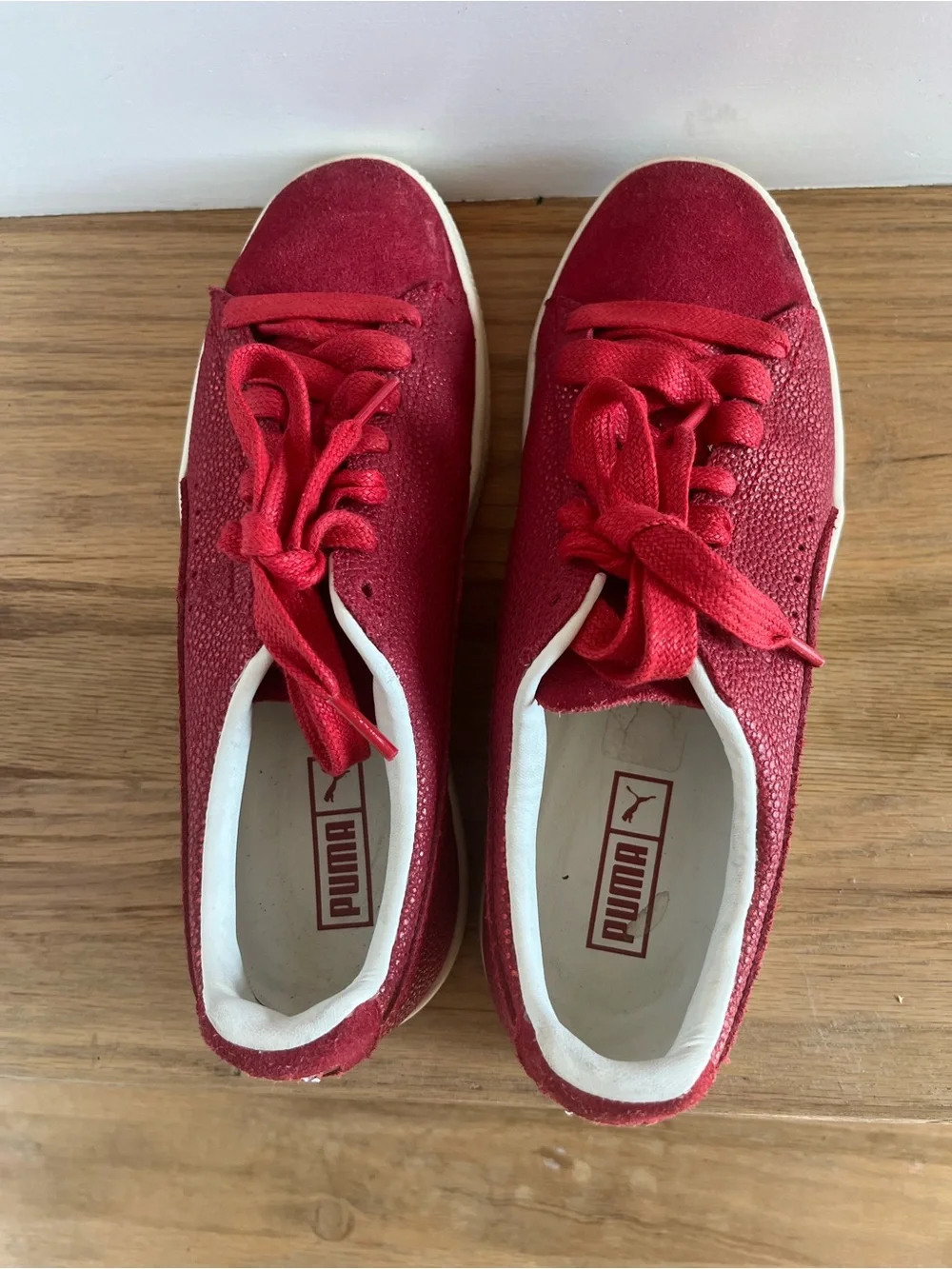 Puma Women's Red Low-Top Sneakers with Textured Upper