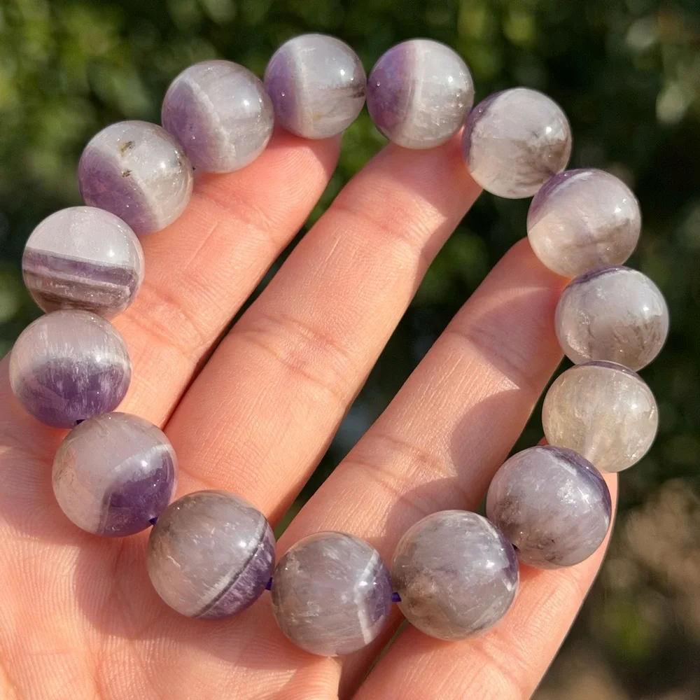 14mm‎ stretchable half half dream amethyst bracelet 1158